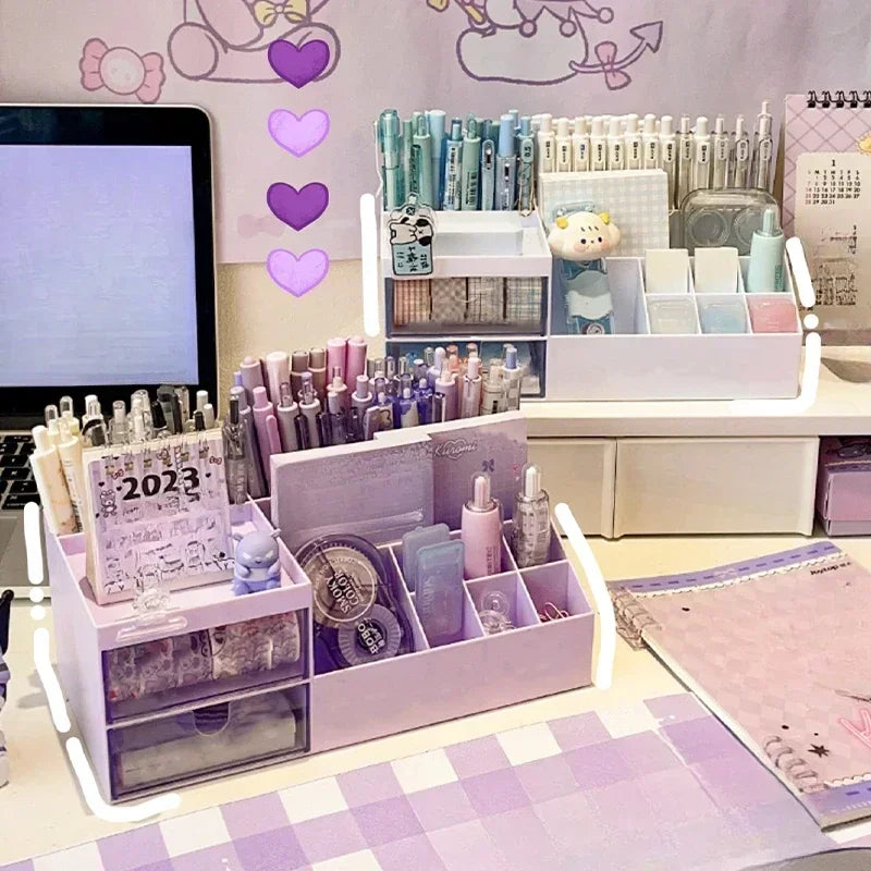 Schreibtisch Organizer Box mit 9 Fächern – Kawaii Stiftehalter für Schüler-Yabubest - Home & More