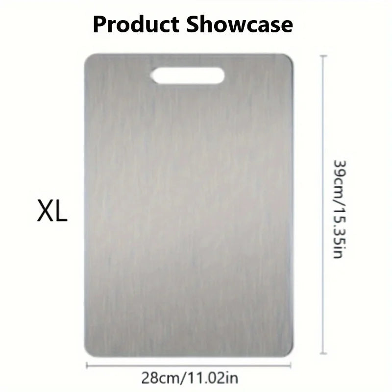 Doppelseitiges Titanium Edelstahl Schneidebrett Set für Küche und Fleisch