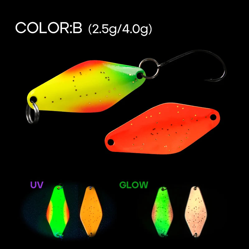 LETOYO UV Leuchtender Löffel Köder Rhombus 2,5g bis 4g für Forelle und Barsch-Yabubest - Home & More