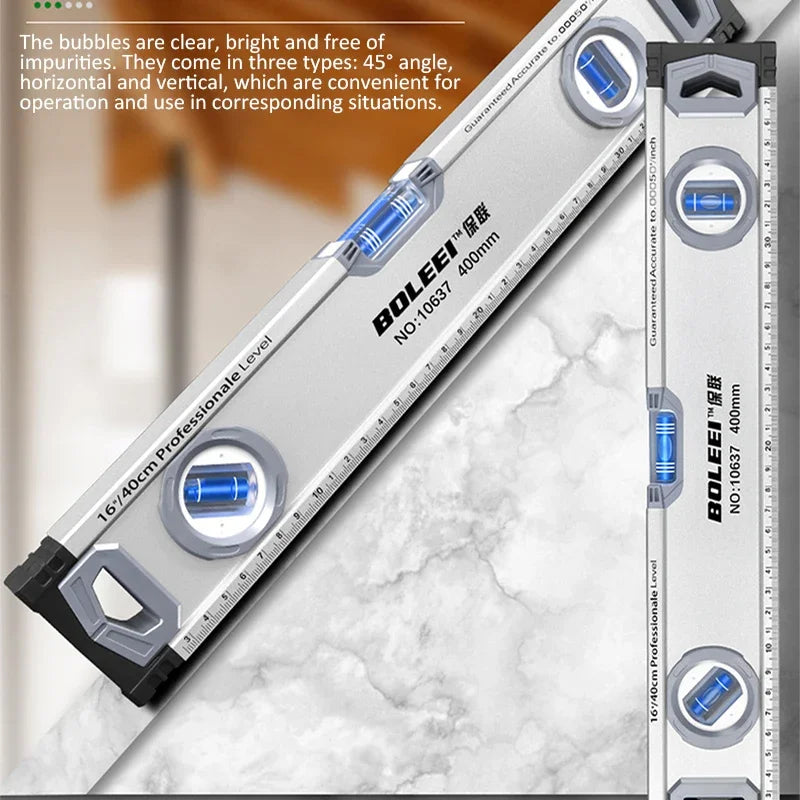 Hochpräzise Wasserwaage 30/40/50cm – 3-in-1 Magnet Winkelmesser Alu Guss