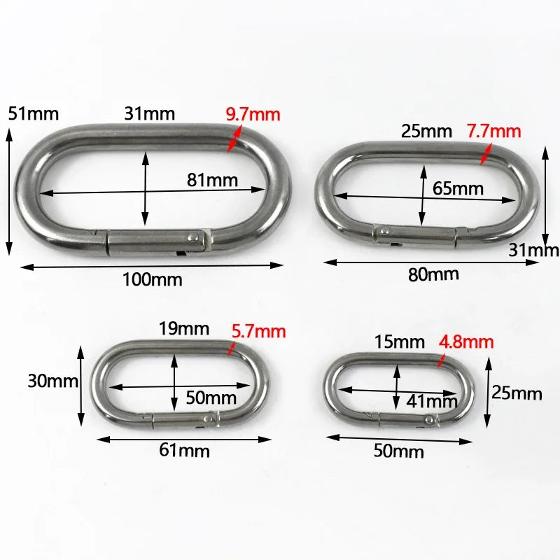 Edelstahl Federspulenschnalle Karabiner Ringhaken Schlüsselanhänger Clip