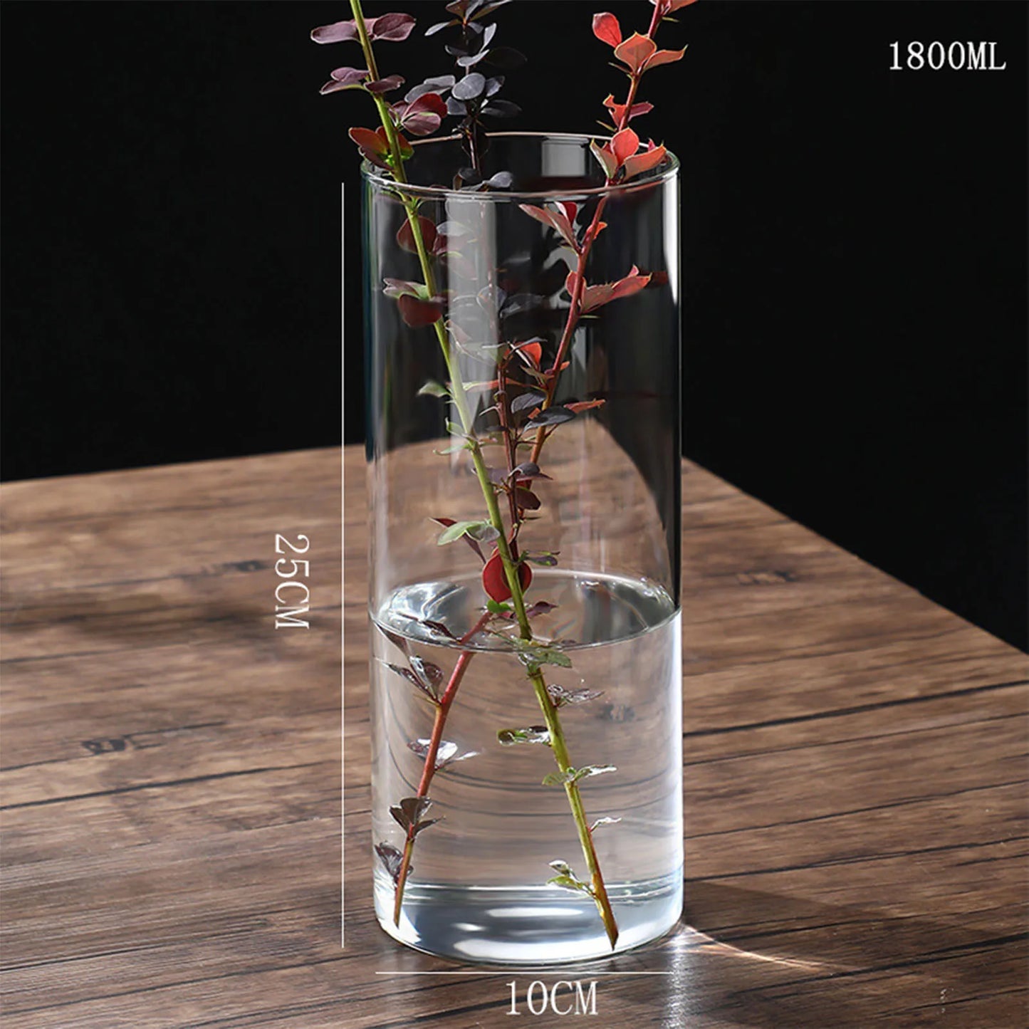 Transparente Glas-Hydrokulturvase Zylinderform für Blumen und Deko