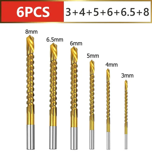 6-teiliges HSS-Spiralbohrer-Set mit Titanbeschichtung 3-8 mm
