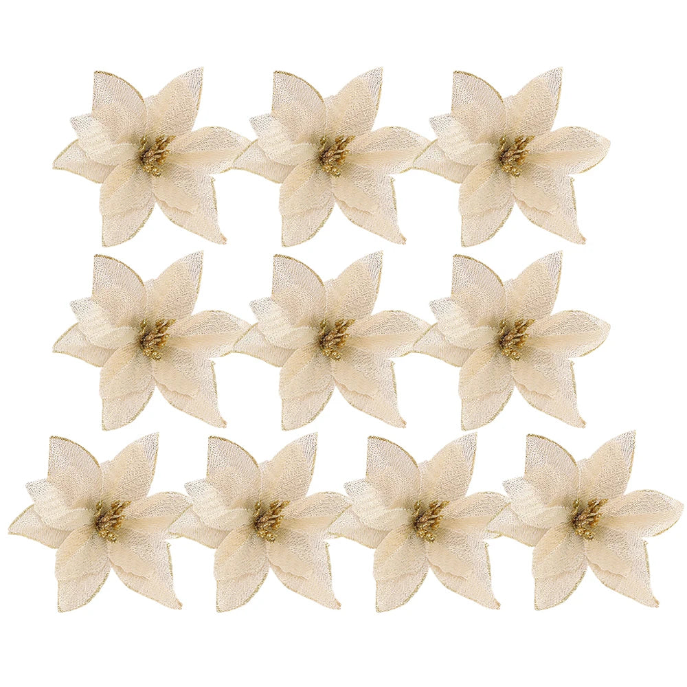 Künstliche funkelnde Glitzer-Weihnachtsblumen für Dekoration