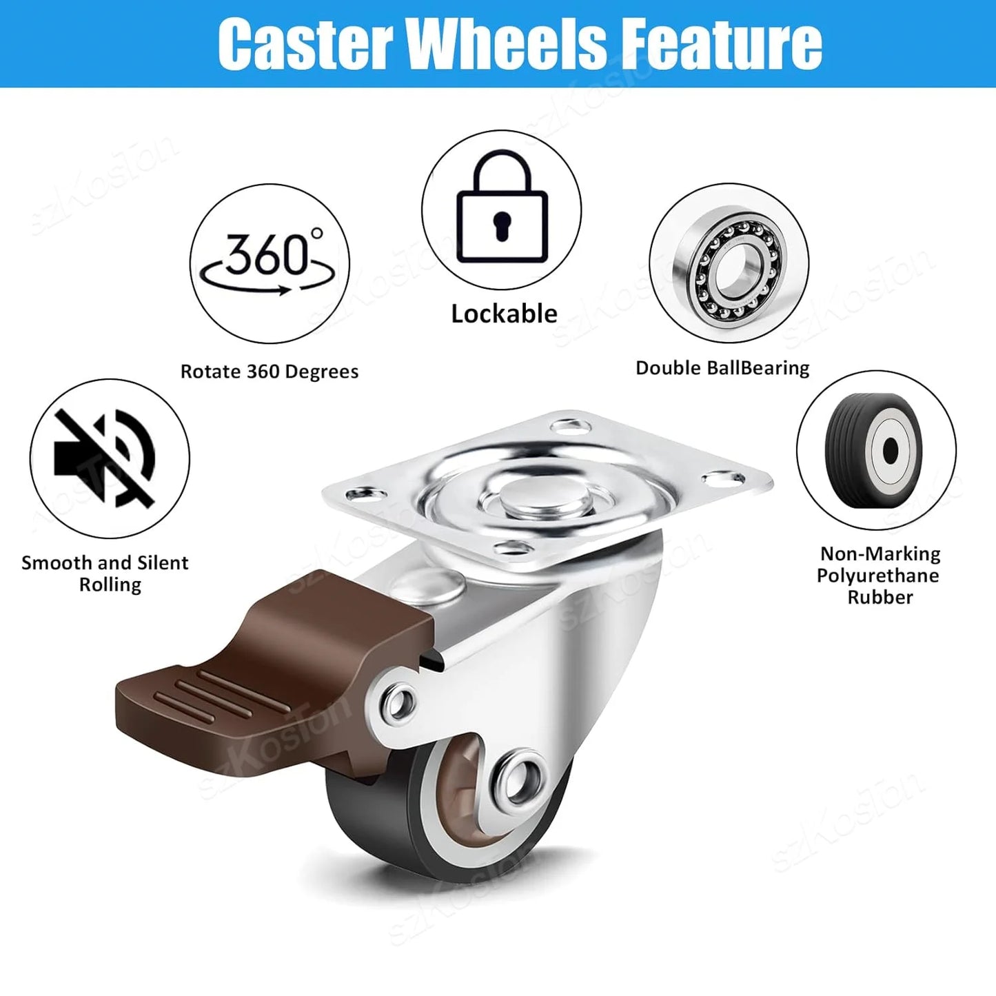 4er-Set weiche Gummi-Möbel Caster in 4 Größen – leise, robust & vielseitig einsetzbar