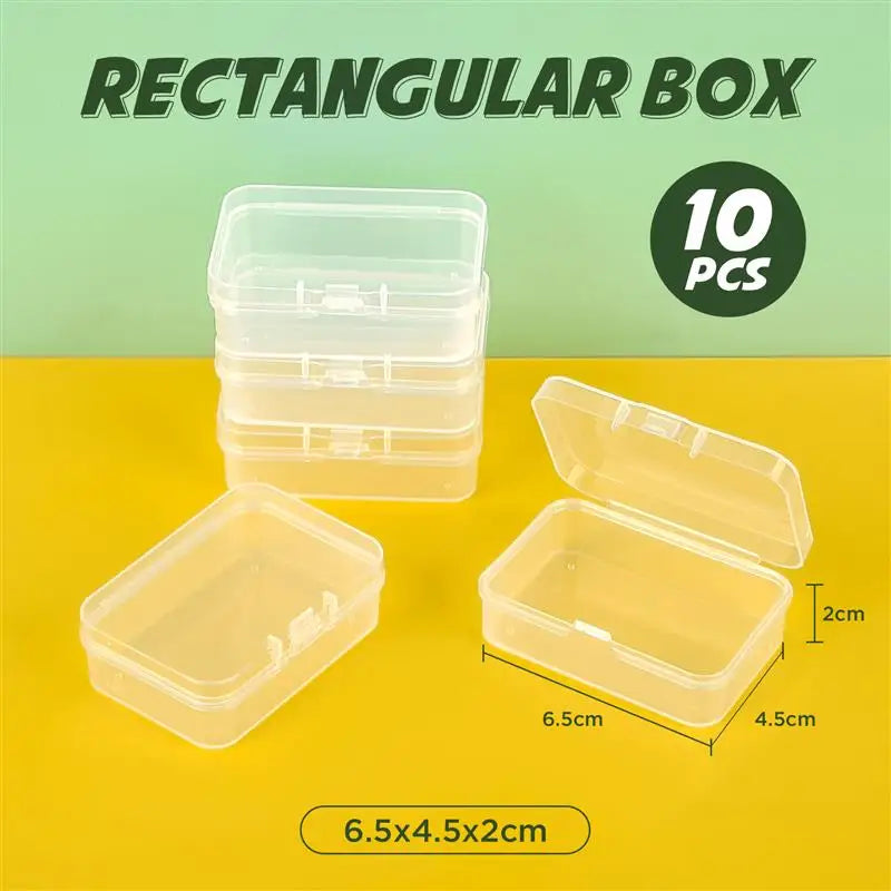 10x Rechteckige Kunststoffboxen transparent zur Schmuck und Kleinteil Lagerung