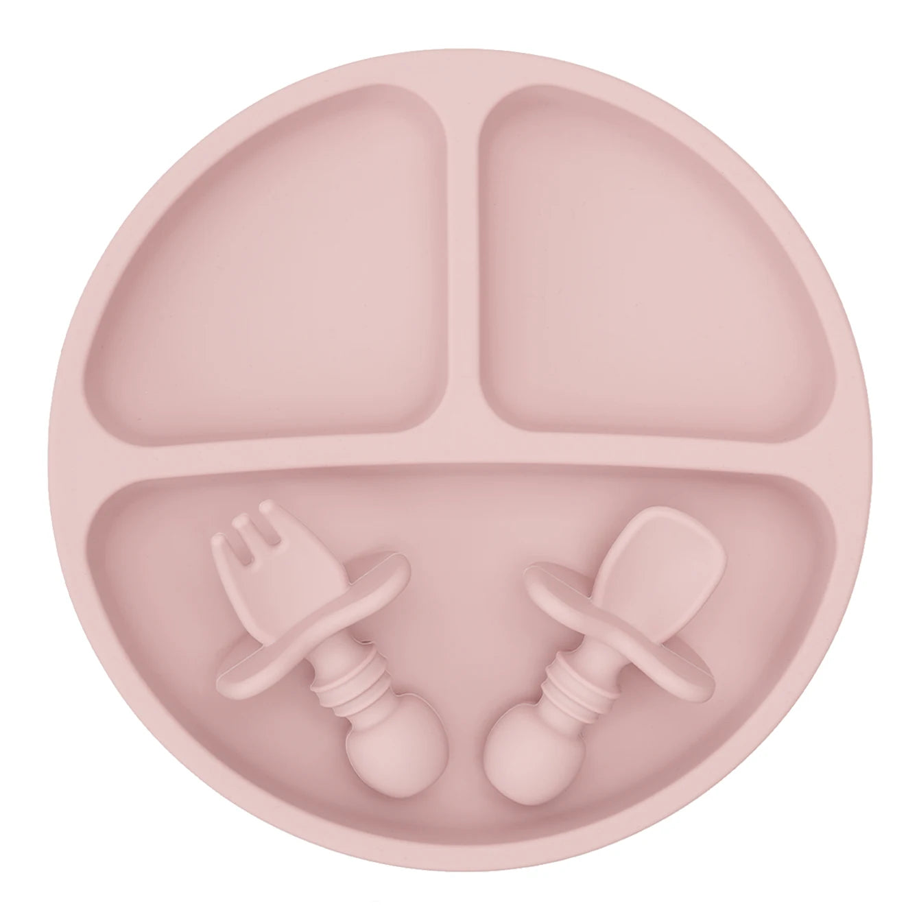 3-teiliges BPA-freies Silikon Baby Geschirrset mit Saugteller und Besteck