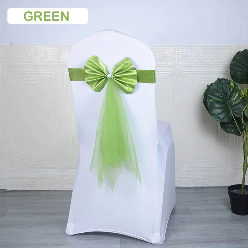 Stretch Stuhlschärpen aus Organza mit Schleifen für Events