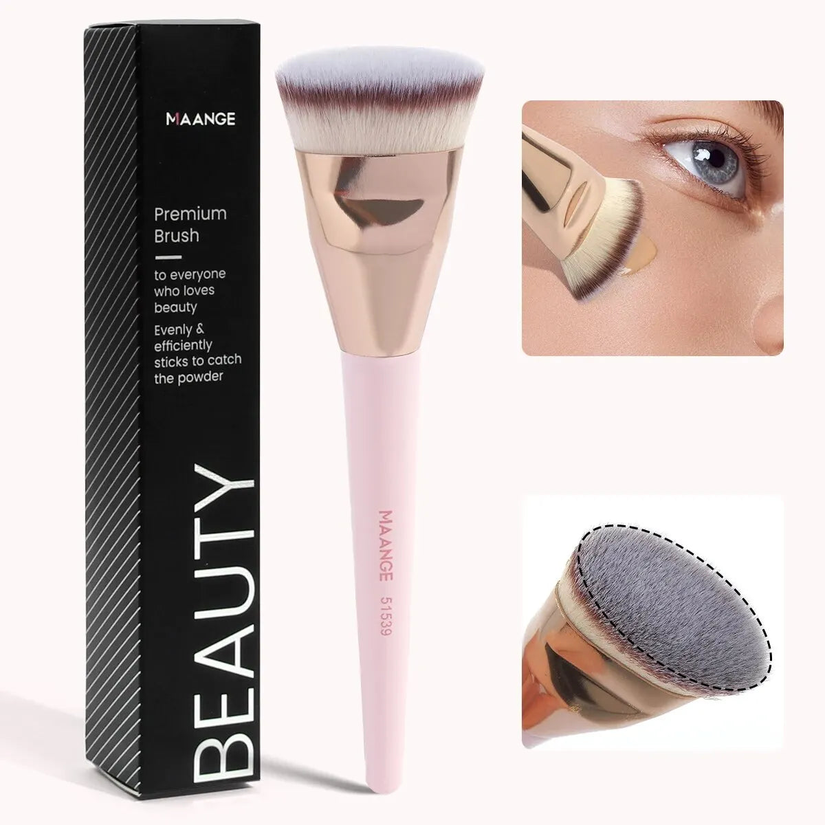 Flacher runder Make-up-Pinsel mit Box – vielseitig, weich - hautfreundlich