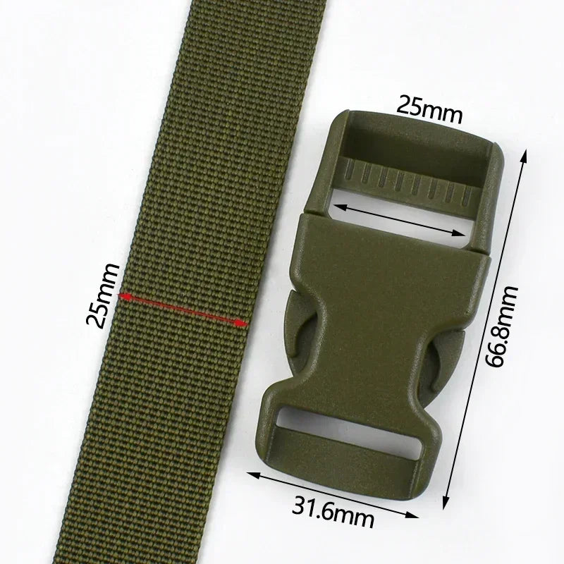 Armygreen Nylon Gurtband Set 20-50mm Kunststoff Schnallen für Rucksack Hundehalsband