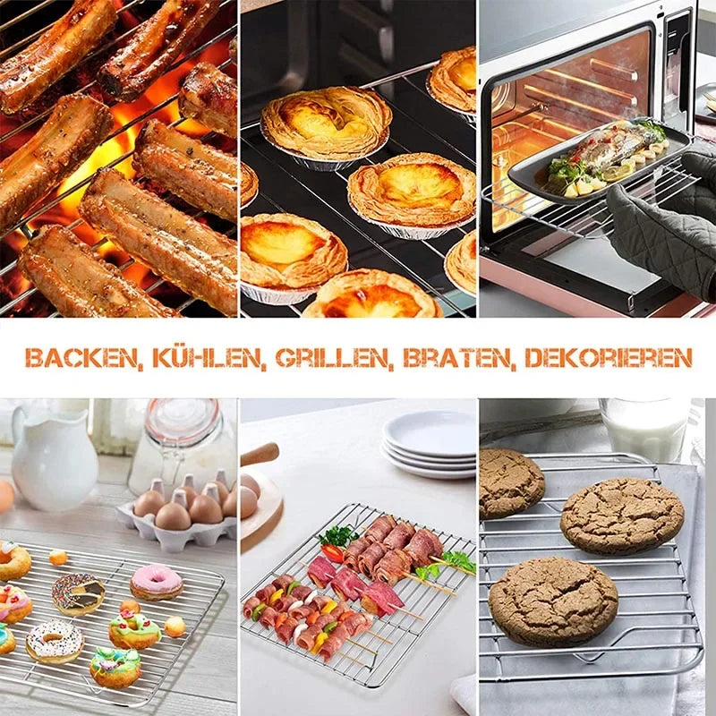 Rechteckiges Edelstahl Backform Set mit abnehmbarem Kühlregal