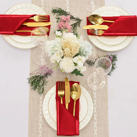12 rote Satin Servietten 30x30 cm waschbar seidig weich für Event Deko