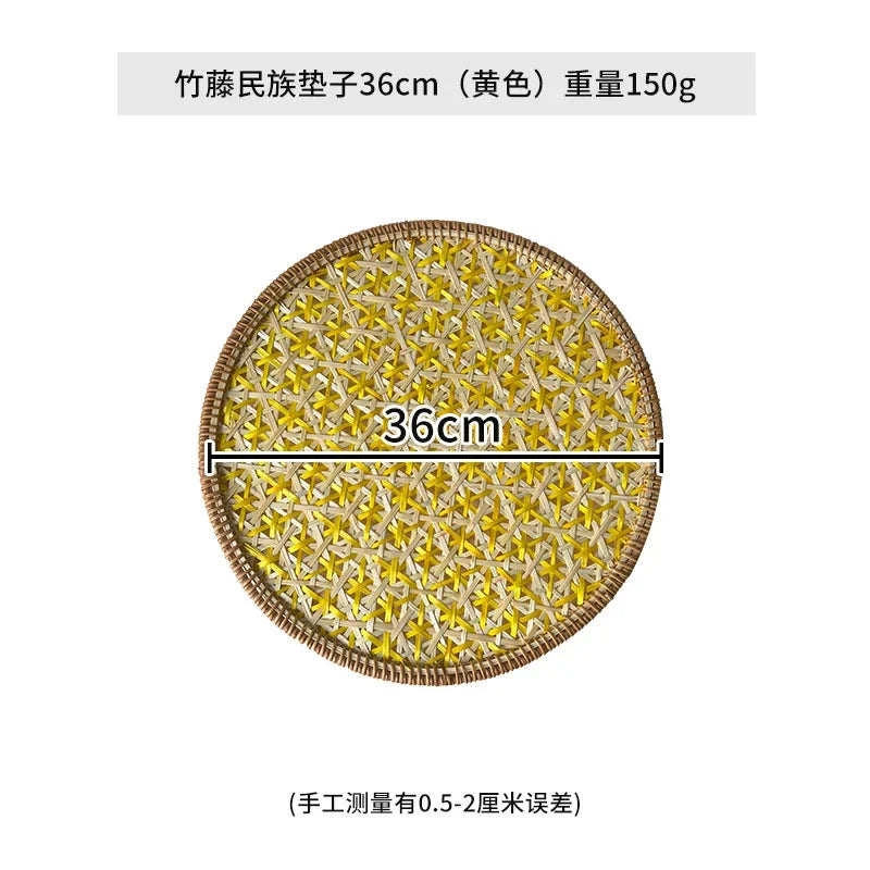 Handgewebtes Rattan Tischset im Böhmischen Stil