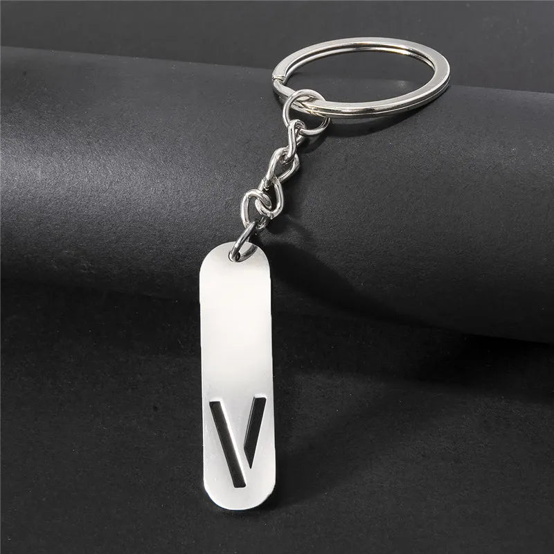 Edelstahl A-Z Buchstaben Schlüsselanhänger Metall Charm Unisex Geschenk