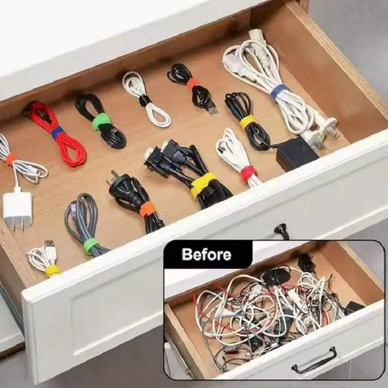 50er Kabelbinder Klettverschluss Nylon – Kabelorganizer für TV & Computer-Yabubest - Home & More