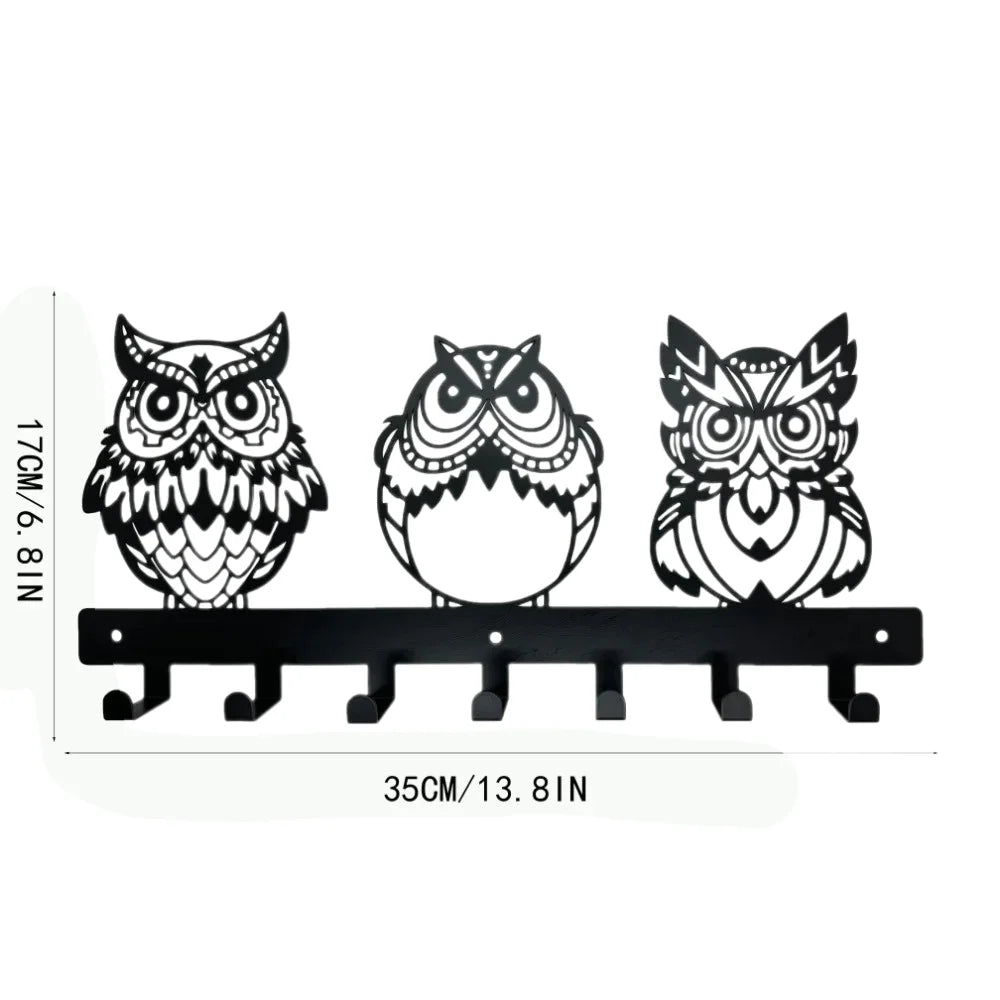 Niedliche Katzen Wandhaken aus Eisen mit 7 Haken für Schlüssel Mäntel