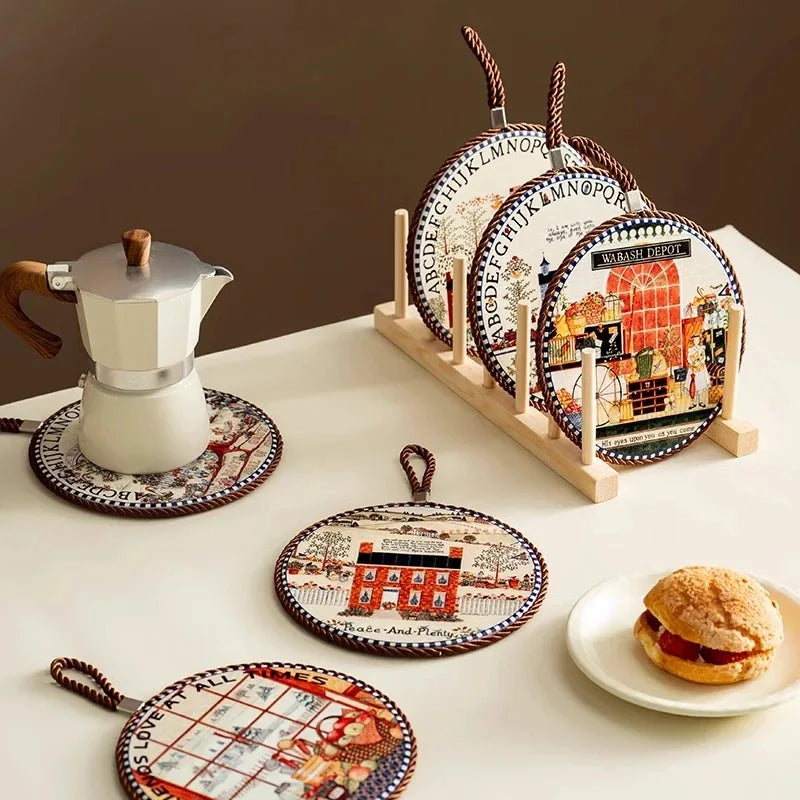 Runde Keramik Tisch Matte 17x17 cm Hitzebeständig Isolierpad Retro Stil