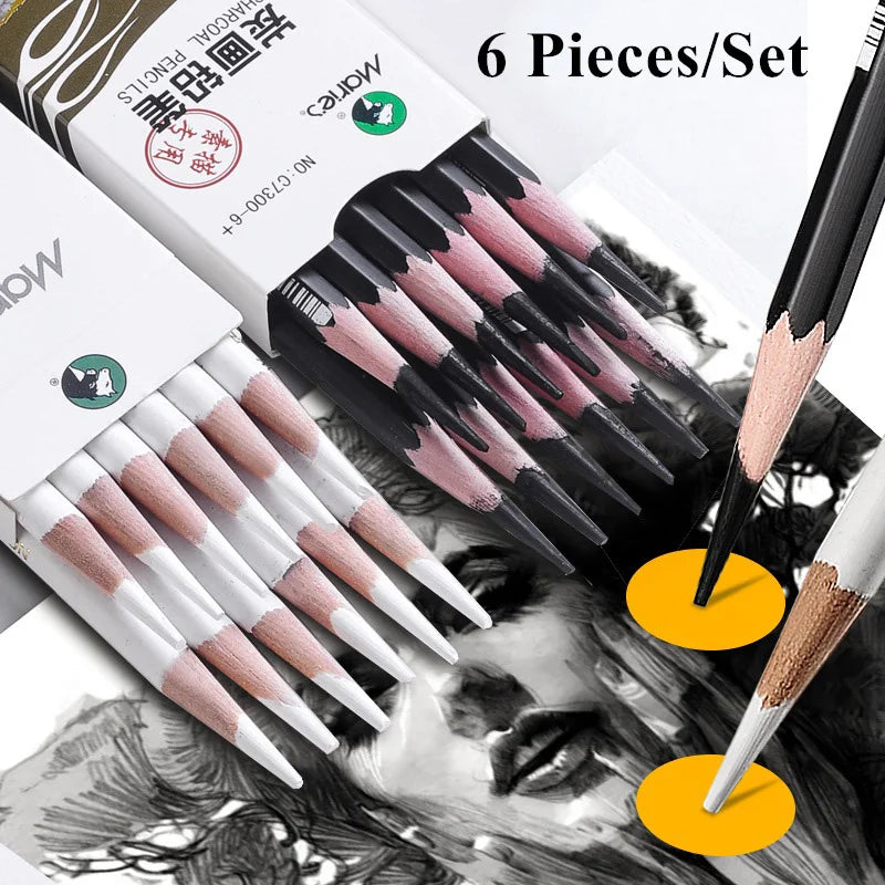 6-teiliges Zeichenbleistifte Set für Schwarz Weiß Skizzen-Yabubestshop