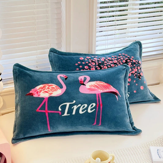 2er Set Milch Fleece Kissenbezüge Winter weich warm Korallenfleece