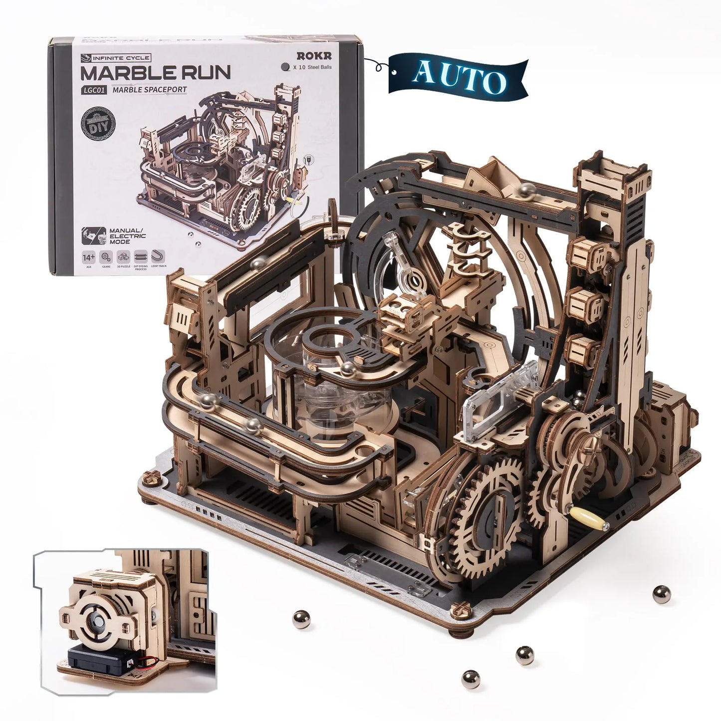 Elektrischer Marmor Lauf 3D Puzzle aus Holz mit Lichtfunktion-Yabubestshop