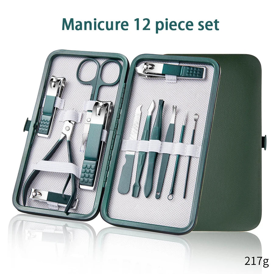 7-18tlg. Maniküre Set Nagelknipser Edelstahl mit Leder Reisetasche Unisex