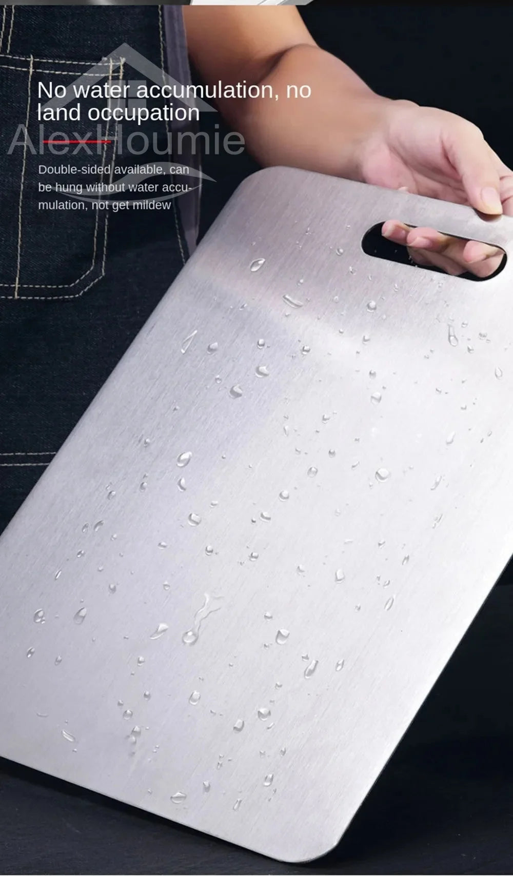 Rechteckiges Edelstahl Schneidebrett zum Kneten und Schneiden in der Küche