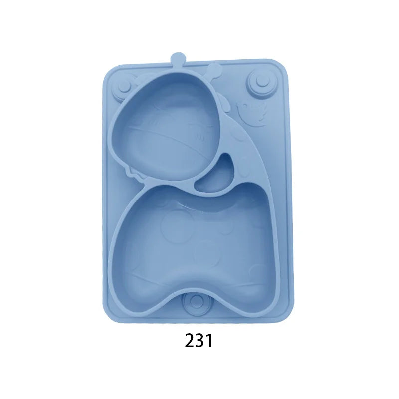 Geteilter Silikonteller für Kinder mit niedlichem Giraffen Motiv BPA frei