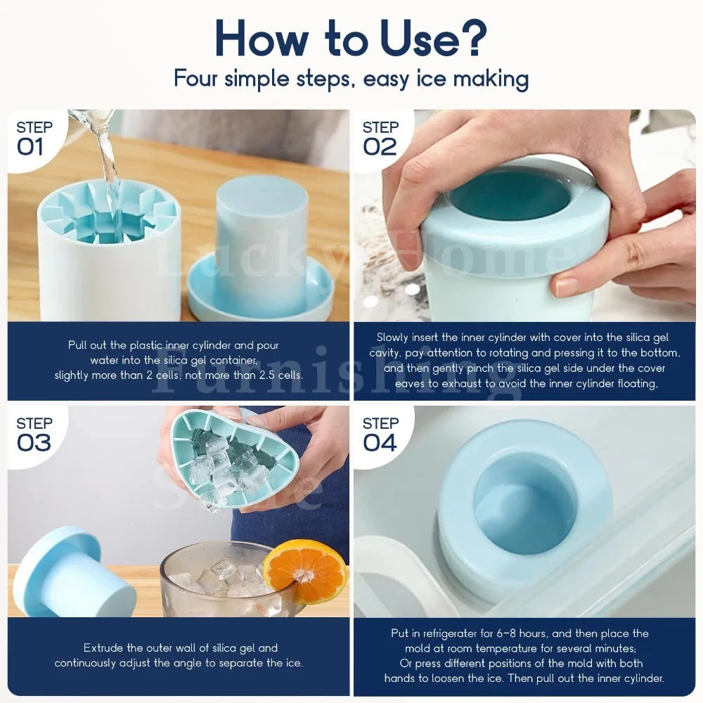 Silikon Eiswürfelform mit Eiskübel für Drinks und Partys