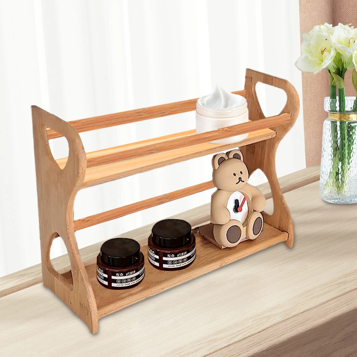 Platzsparendes multifunktionales Gewürzregal aus Bambus