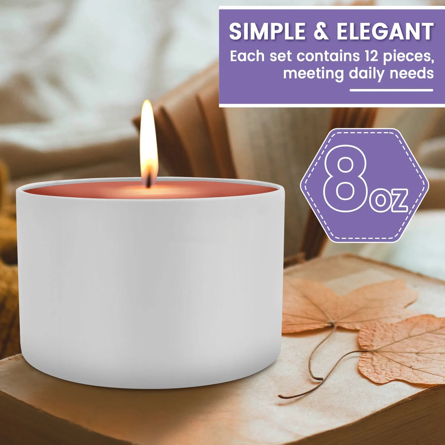 12er Set leere 8oz Kerzendosen aus Eisen mit Deckel für DIY Kerzenherstellung