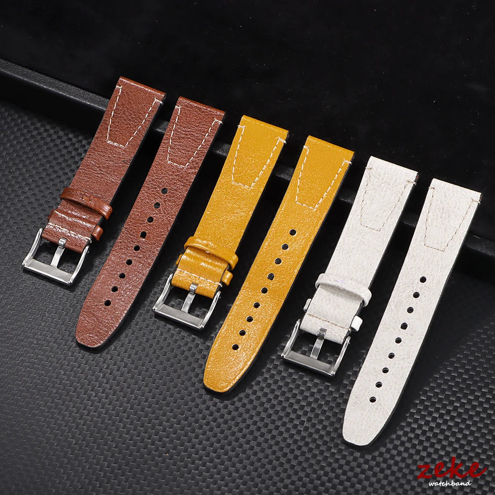 Vintage Ölwachs Leder Uhrenarmband 20mm 22mm mit Pin Schnalle Unisex