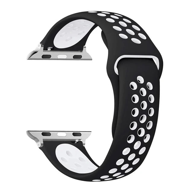 Atmungsaktives Silikon-Sportarmband kompatibel mit Smartwatch 38-49 mm