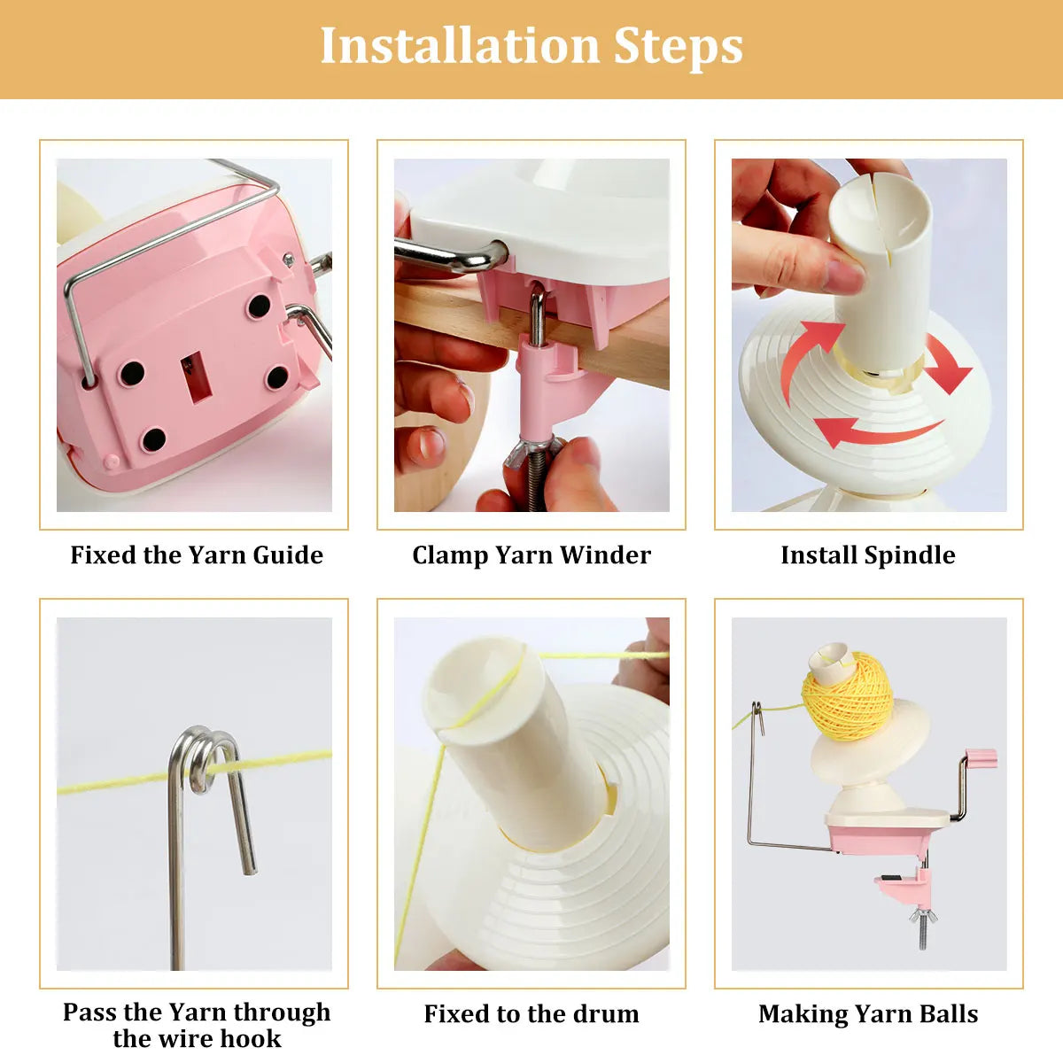 Handbetriebener Garnwickler aus Kunststoff für DIY Stricken und Nähen