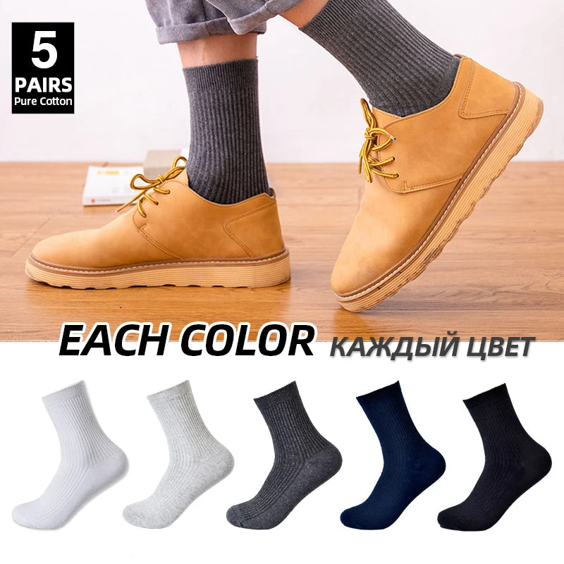 Atmungsaktive reine Baumwollsocken 5er Pack für Herren Business