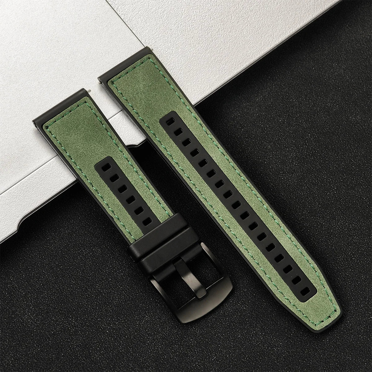 22 mm Leder-Silikonarmband kompatibel für Huawei und Samsung Galaxy Watch-Yabubest - Home & More