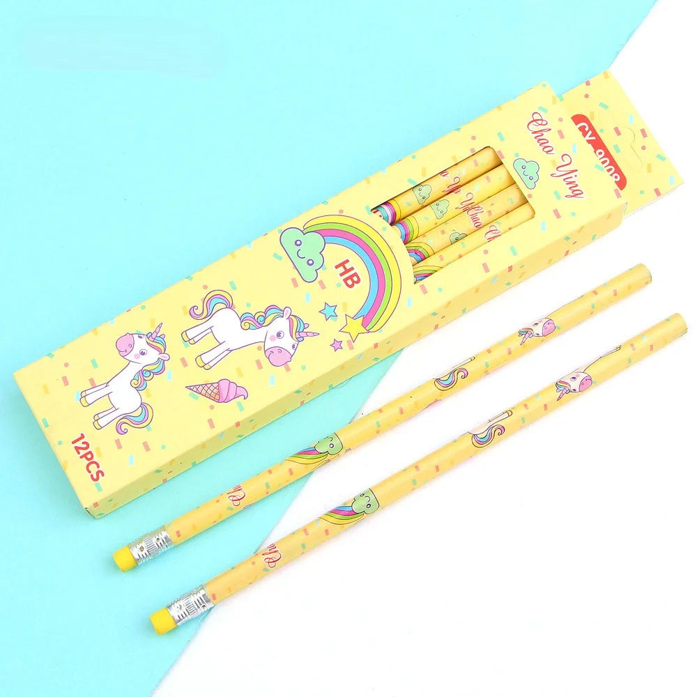 12-teiliges Einhorn Bleistift Set HB für Schule, Kids - Zeichnungen