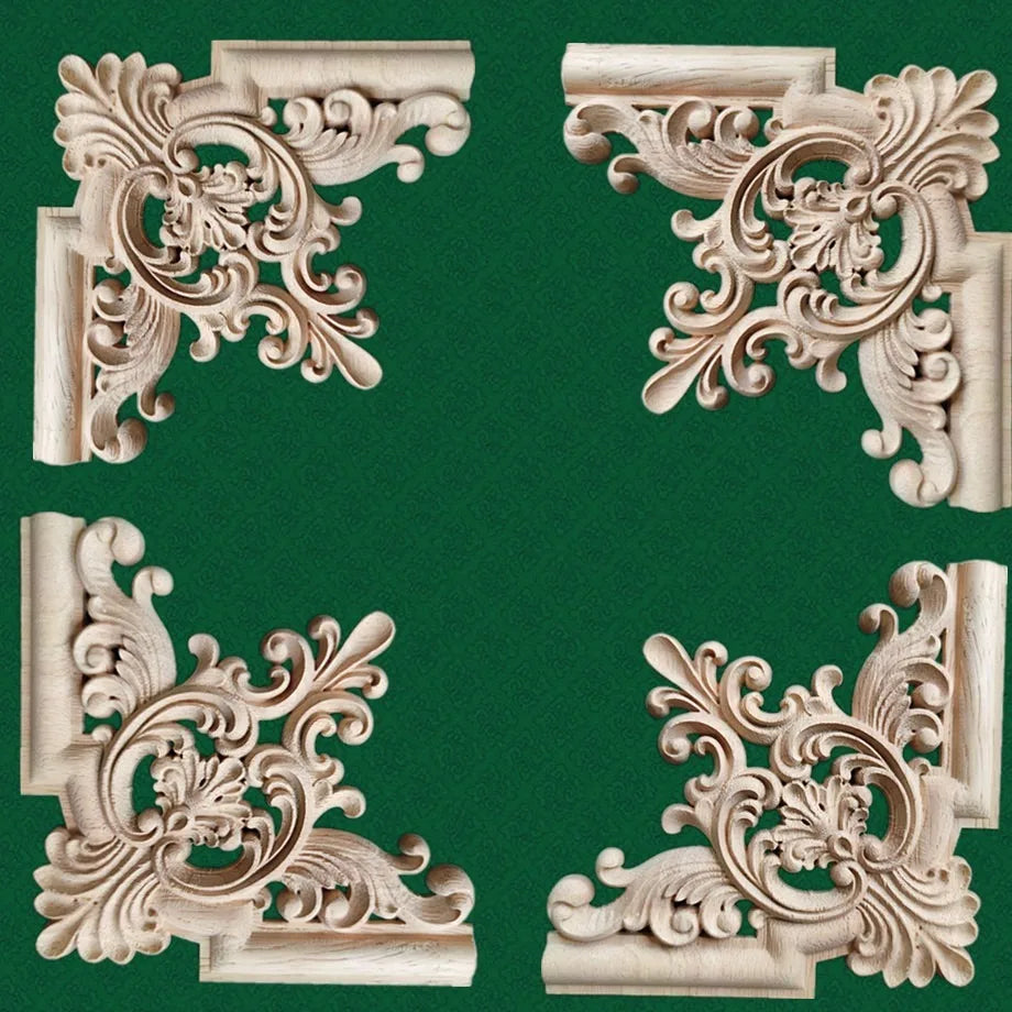 Holz Eckapplikation für Möbel & Heimdekoration, floral geschnitzt