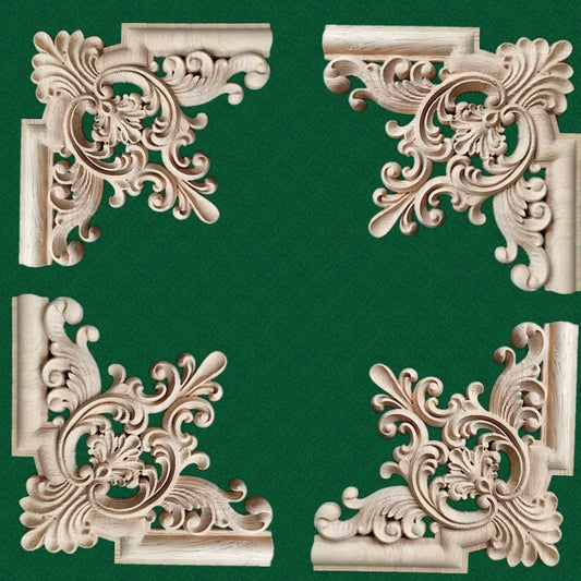 Holz Eckapplikation für Möbel & Heimdekoration, floral geschnitzt