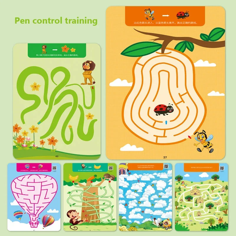Trainingsbuch Konzentrationslabyrinth für Kinder Stiftkontrolle Montessori