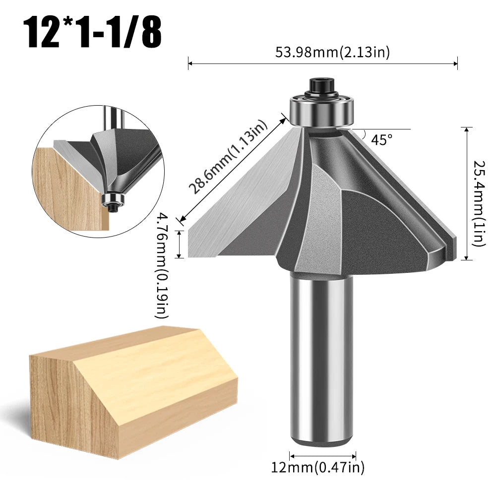 6mm und 12mm Schaft Router Bit mit 45 Grad Abschrägung für Holzfräsen
