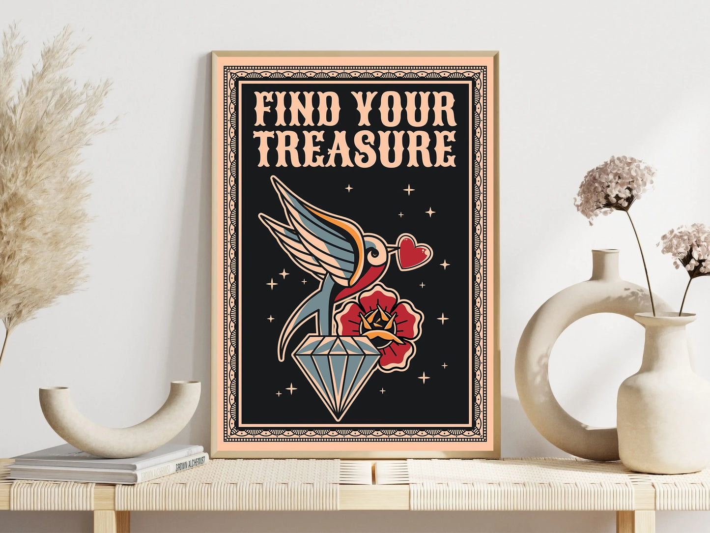 Buntes Poster mit abstrakten Blumenmustern für moderne Wandgestaltung