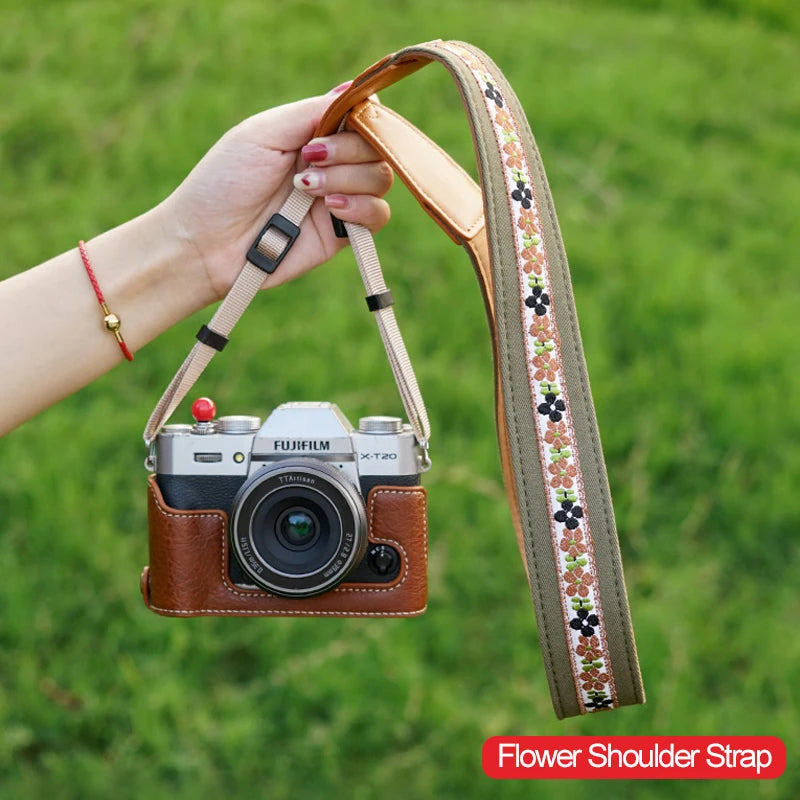 Breiter Vintage Kameragurt mit Blumenmuster für DSLR Kompatibel