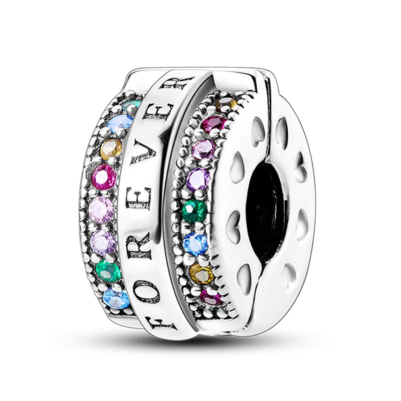 925 Sterling Silber Charm mit rosa Schmetterling - leuchtenden Glühwürmchen