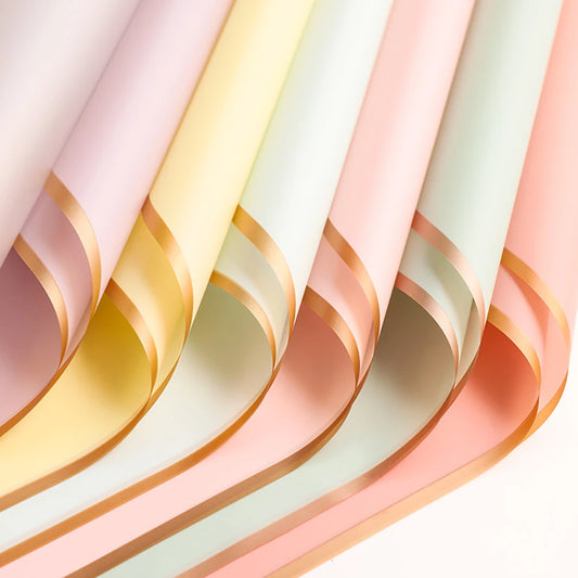 10 Blatt wasserfestes Blumen-Geschenkpapier mit goldenen Kanten für DIY-Feiern