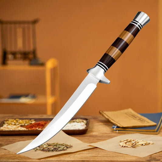 Vielseitiges Edelstahl Ausbeinmesser mit Holzgriff ideal für Küche und Grill