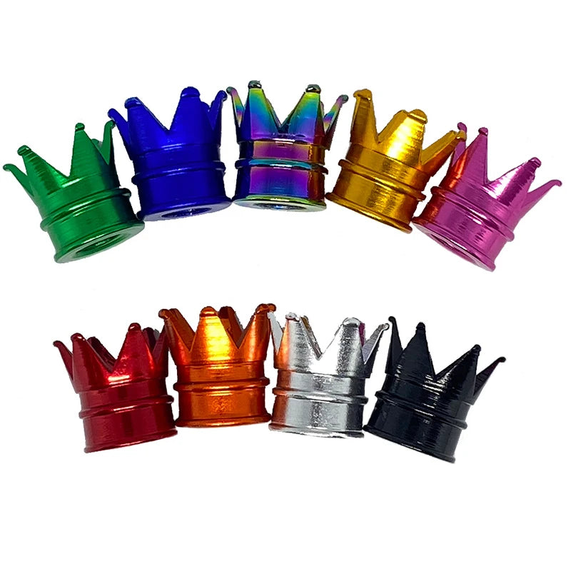 4er Set Aluminium Crown Reifenventilkappen Staubdicht für Auto Motorrad