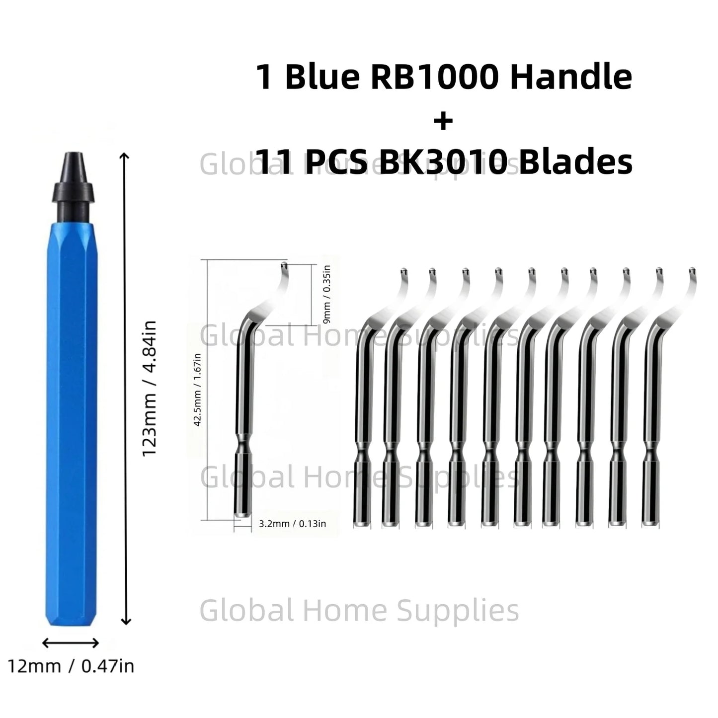 Entgratungswerkzeug Set RB1000 mit 1 oder 11 Schnellarbeitsstahl-Schwenkklingen