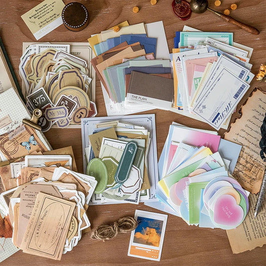 100-teiliges Vintage Memo Papier Set für Scrapbooking und DIY Projekte