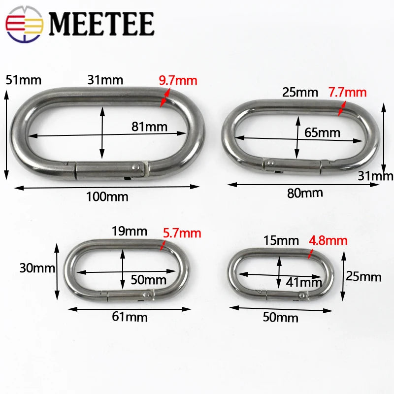 Edelstahl Schnallen 5-10 cm ovaler Snap-Ring Karabiner für Schlüsselanhänger