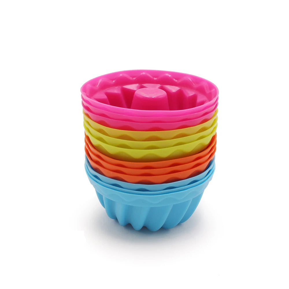 12-teiliges Silikon Muffin Backform Set BPA-frei Mehrfarbig-Yabubest - Home & More